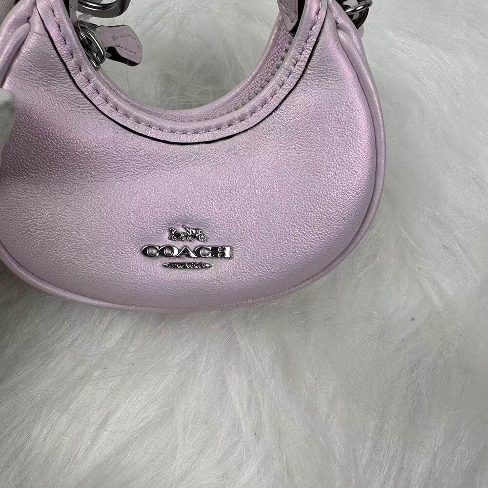 Coach Mini Carmen Bag Charm In Pearlized leather/Silver/Pink CBL92 NWT - Picture 2 of 7